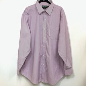 Lauren by Ralph Lauren Mens Non-Iron Fitted Striped Dress Shirt